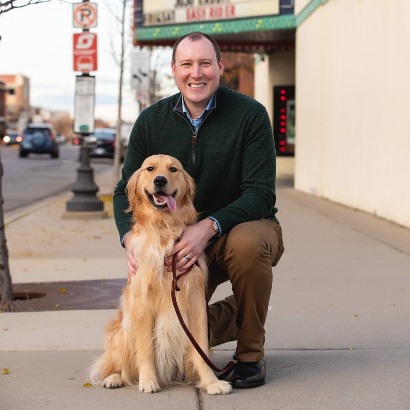 Wealth Manager David Deller with his dog Theo