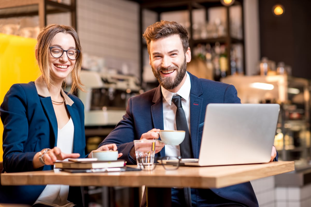 Young couple at coffee shop